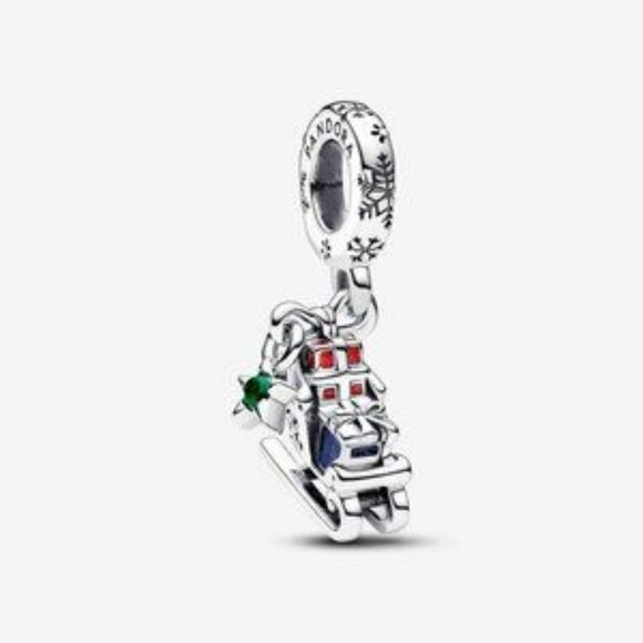 Christmas Sleigh 2023 Dangle Charm - Picture 1 of 5